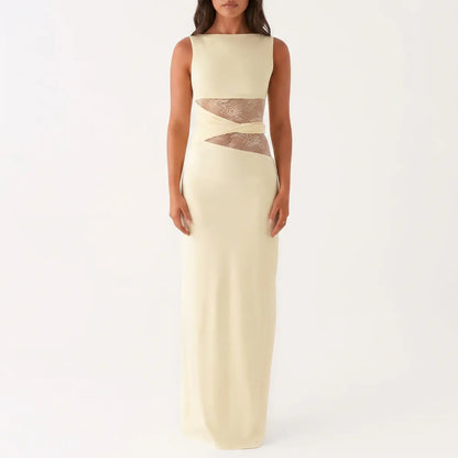 Women's Floral Lace Cut-Out Maxi Dress