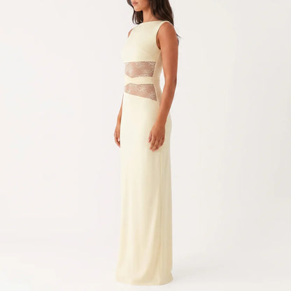 Women's Floral Lace Cut-Out Maxi Dress