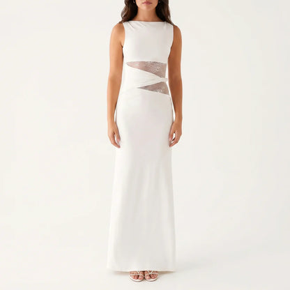 Women's Floral Lace Cut-Out Maxi Dress