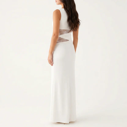 Women's Floral Lace Cut-Out Maxi Dress