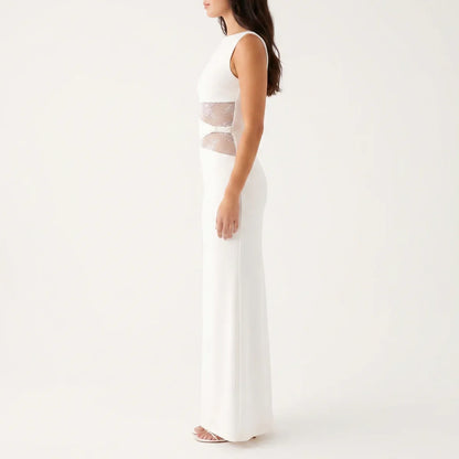 Women's Floral Lace Cut-Out Maxi Dress