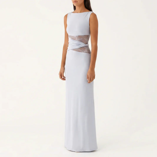 Women's Floral Lace Cut-Out Maxi Dress