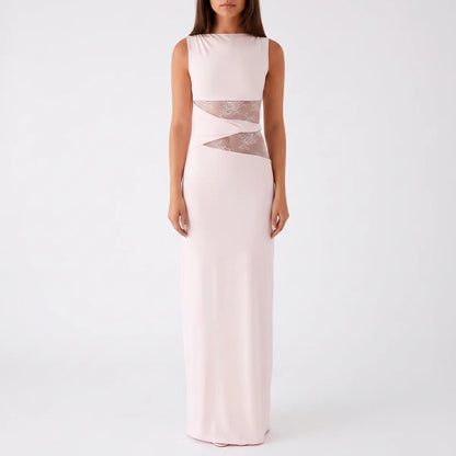 Women's Floral Lace Cut-Out Maxi Dress