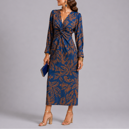 Bohemian Floral Twist Midi Dress