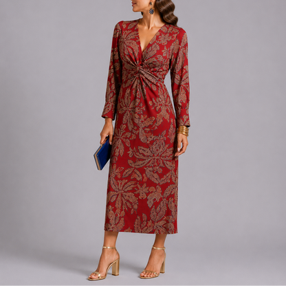 Bohemian Floral Twist Midi Dress