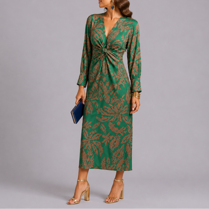 Bohemian Floral Twist Midi Dress