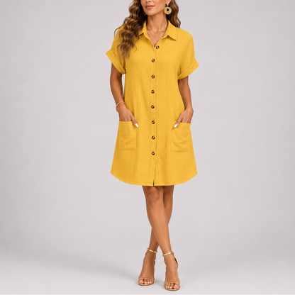 Women's Relaxed Fit Shirt Dress with Pockets