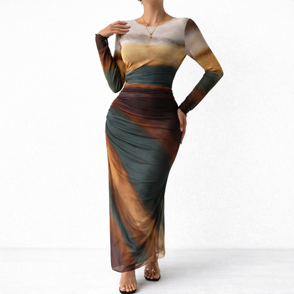 Elegant Ombre Maxi Dress – Warm Sunset Design