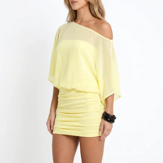 Women's Off-Shoulder Ruched Mini Dress