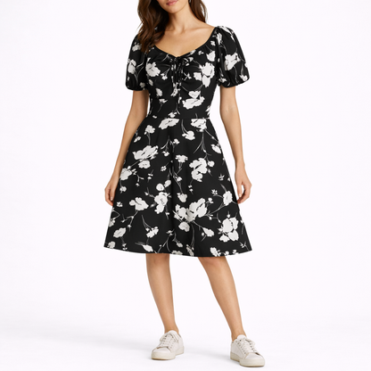 Women’s Short Sleeve Floral Midi Dress