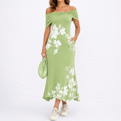 Women’s Floral Off-Shoulder Maxi Dress – Summer Elegance