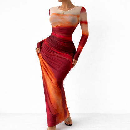 Elegant Ombre Maxi Dress – Warm Sunset Design