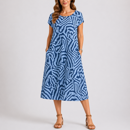 Women’s Casual Round Neck Midi Summer Dress