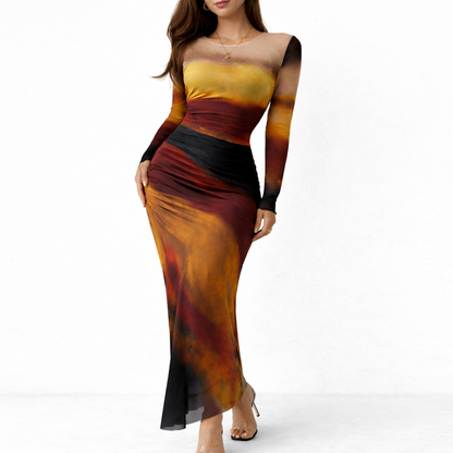 Elegant Ombre Maxi Dress – Warm Sunset Design