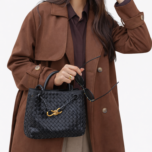 Woven Luxury Tote Bag – Soft Vegan Leather Everyday Shoulder Bag